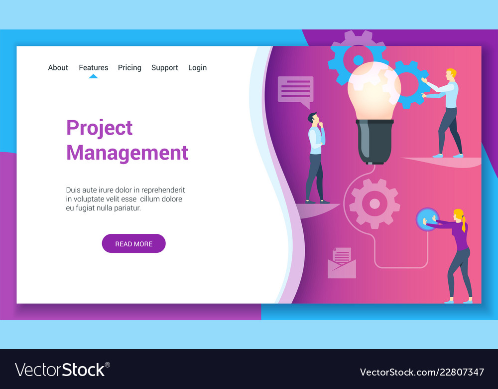 Project management lp template Royalty Free Vector Image