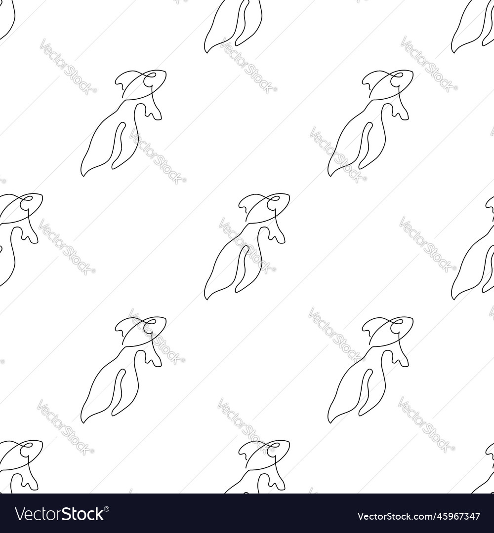 Seamless pattern with fish in line