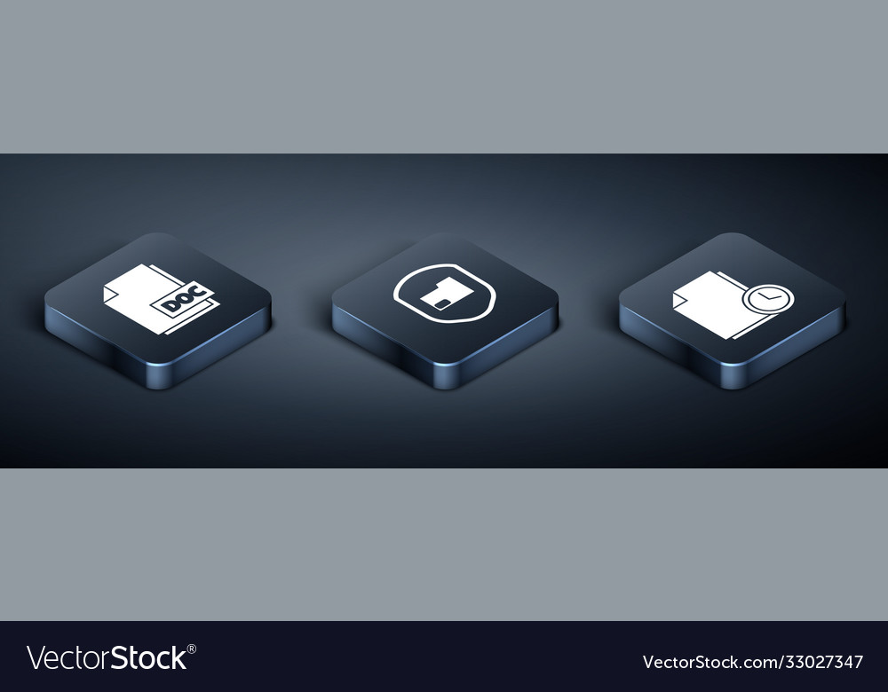Set isometric doc file document Vector Image Set isometric doc file document