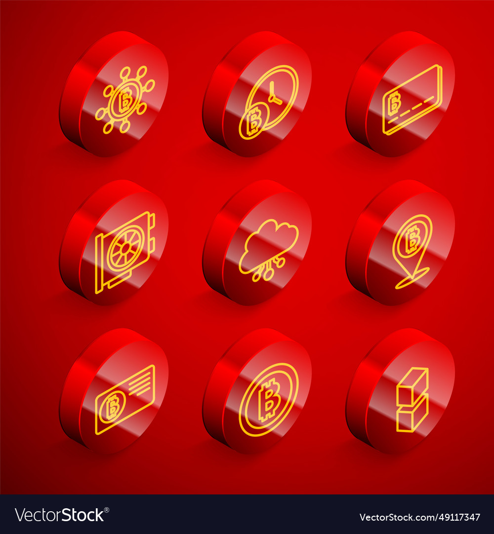 Set line blockchain technology bitcoin with clock vector image Set line blockchain technology bitcoin with clock