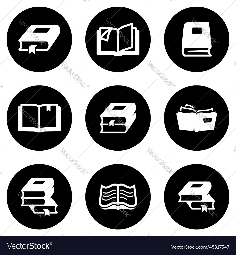 Set of simple icons on a theme books and reading vector image Set of simple icons on a theme books and reading