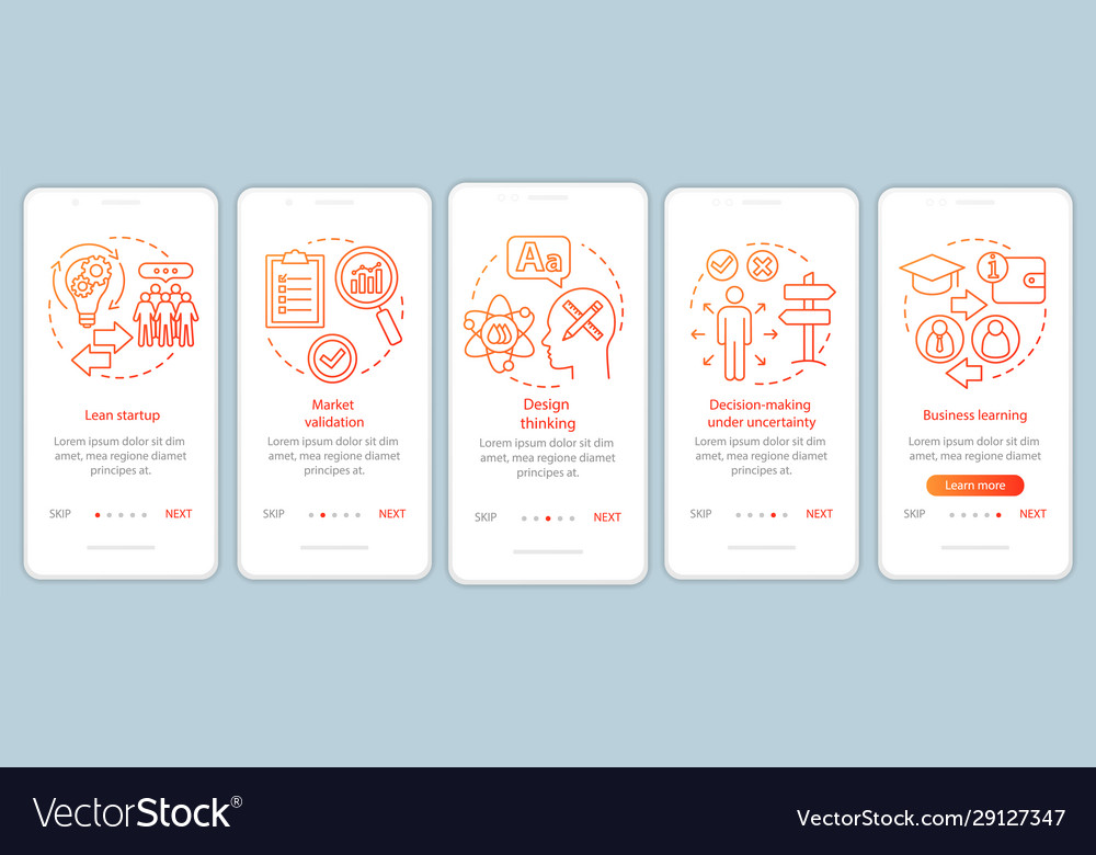 Startup principles onboarding mobile app page Vector Image Startup principles onboarding mobile app page