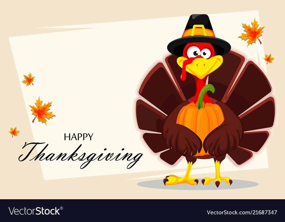 Thanksgiving turkey happy day Royalty Free Vector Image