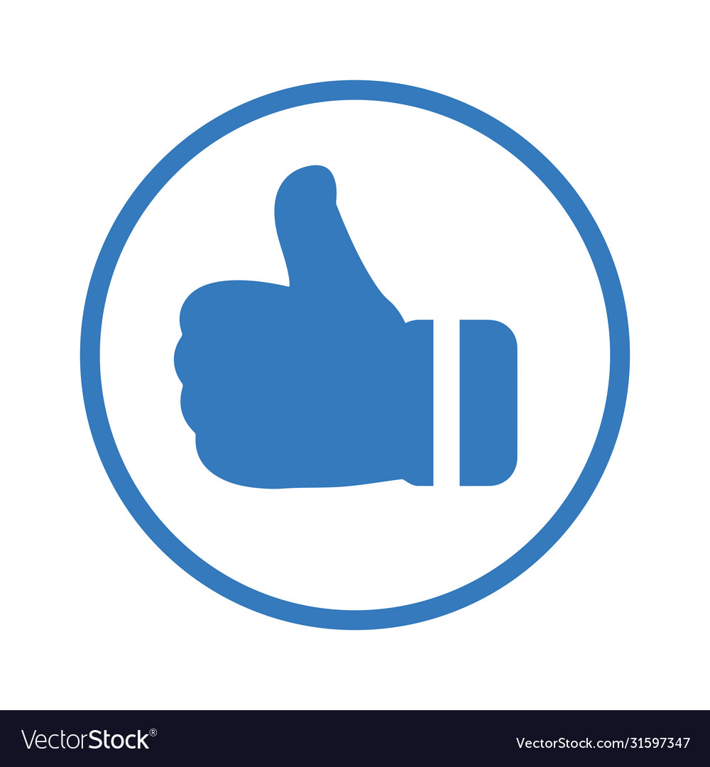 Thumbs up favorite blue hand like icon