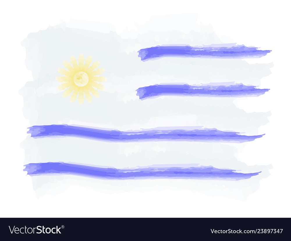 Watercolor flag of uruguay