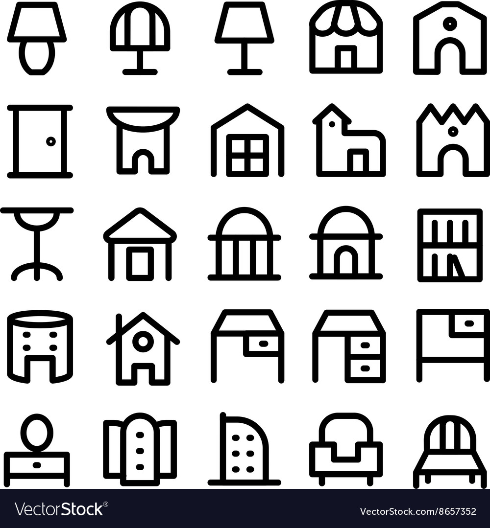 Buildings and Furniture Icons 13 Royalty Free Vector Image