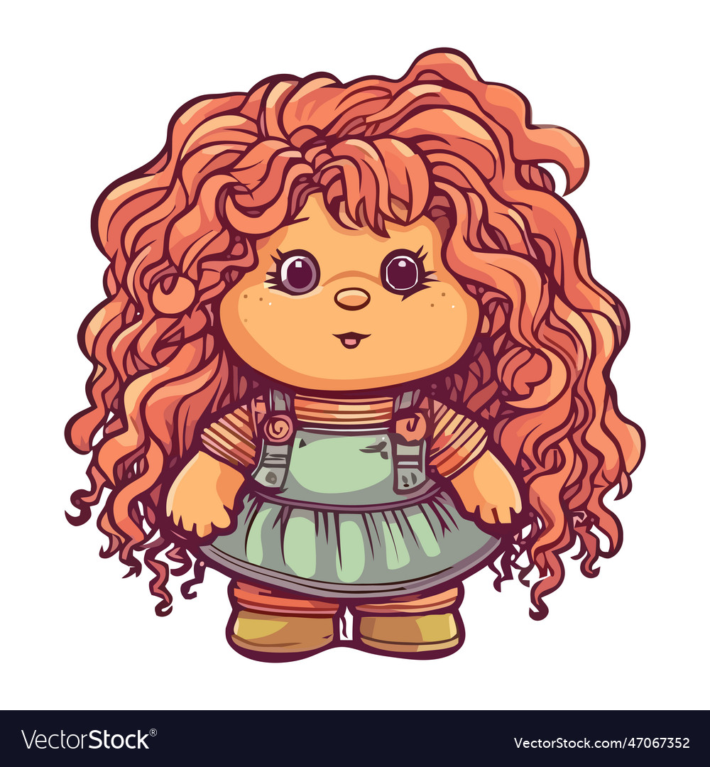 Cheerful doll with curly hair Royalty Free Vector Image