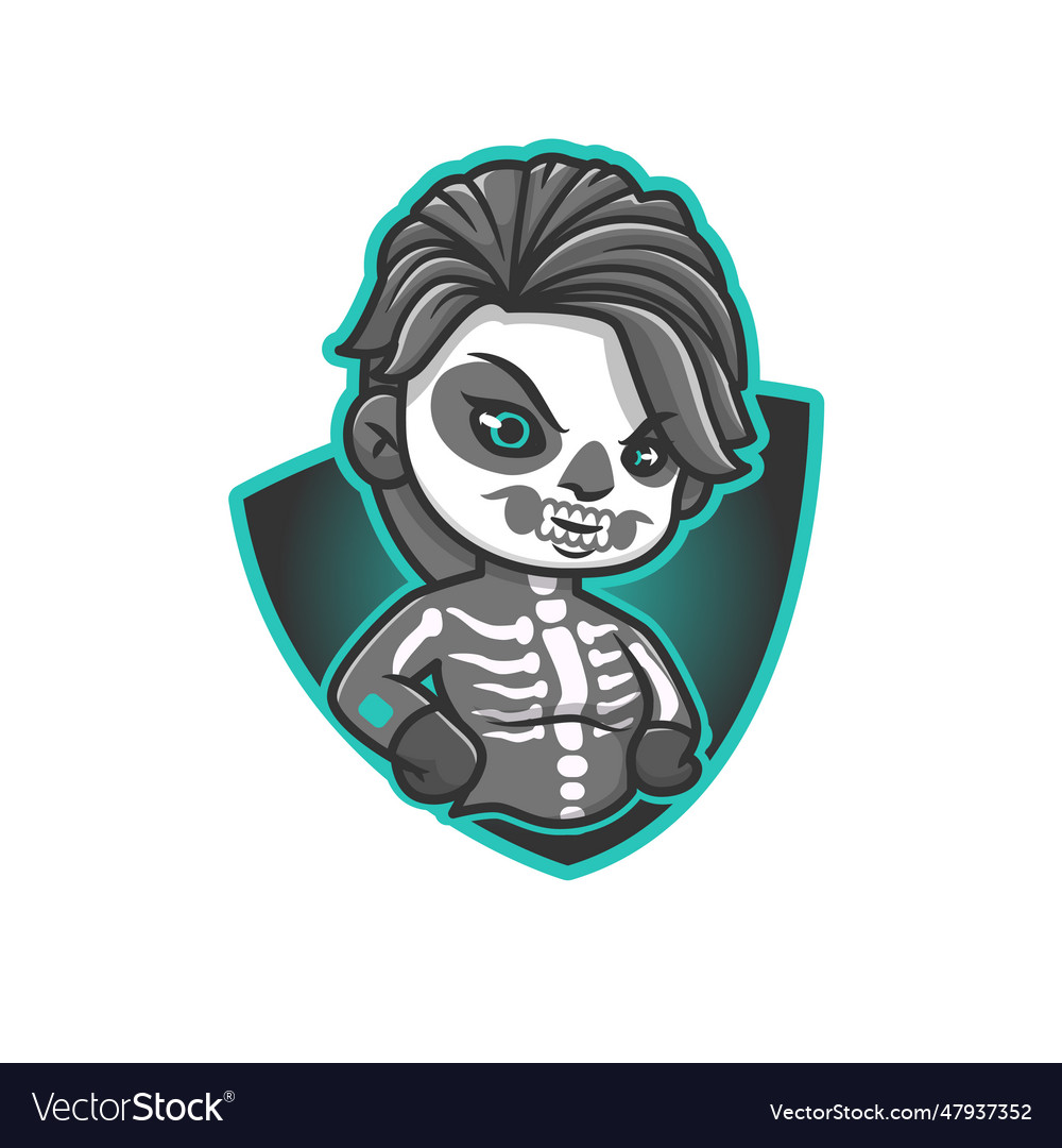 Cute skull kid logo cartoon Royalty Free Vector Image