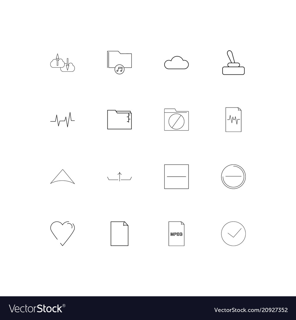Files and folders sign linear thin icons set