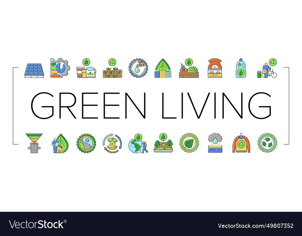 Green life nature eco icons set