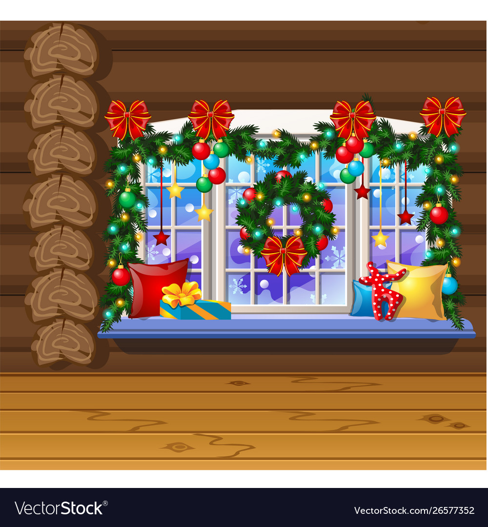 Inside old cozy wooden village house home Vector Image