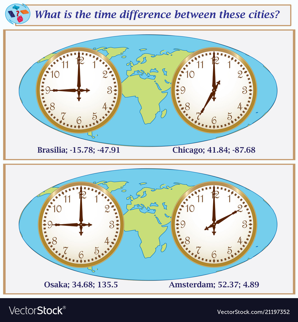 Logical task what is the time difference between vector image Logical task what is the time difference between