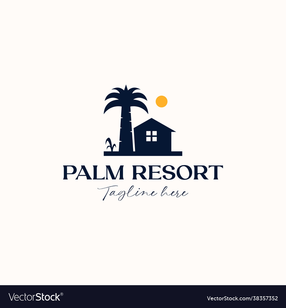 Palm tree with house logo template isolated Vector Image