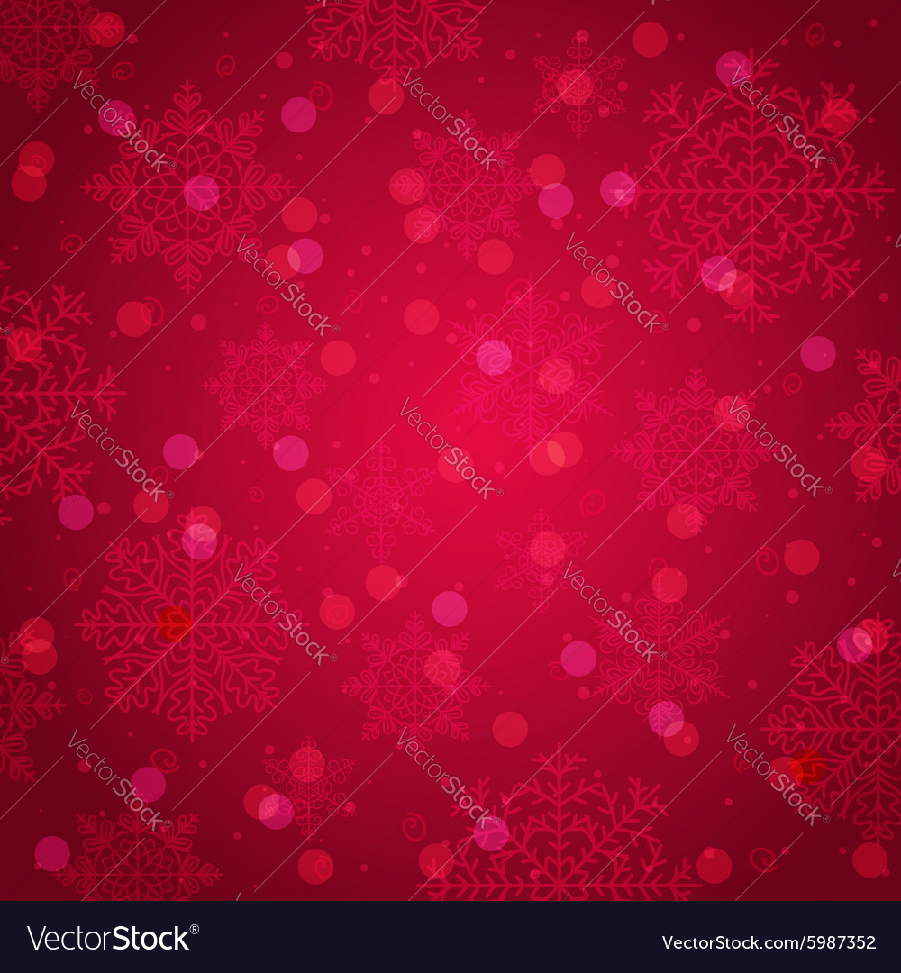 Red background with snowflake and bokeh