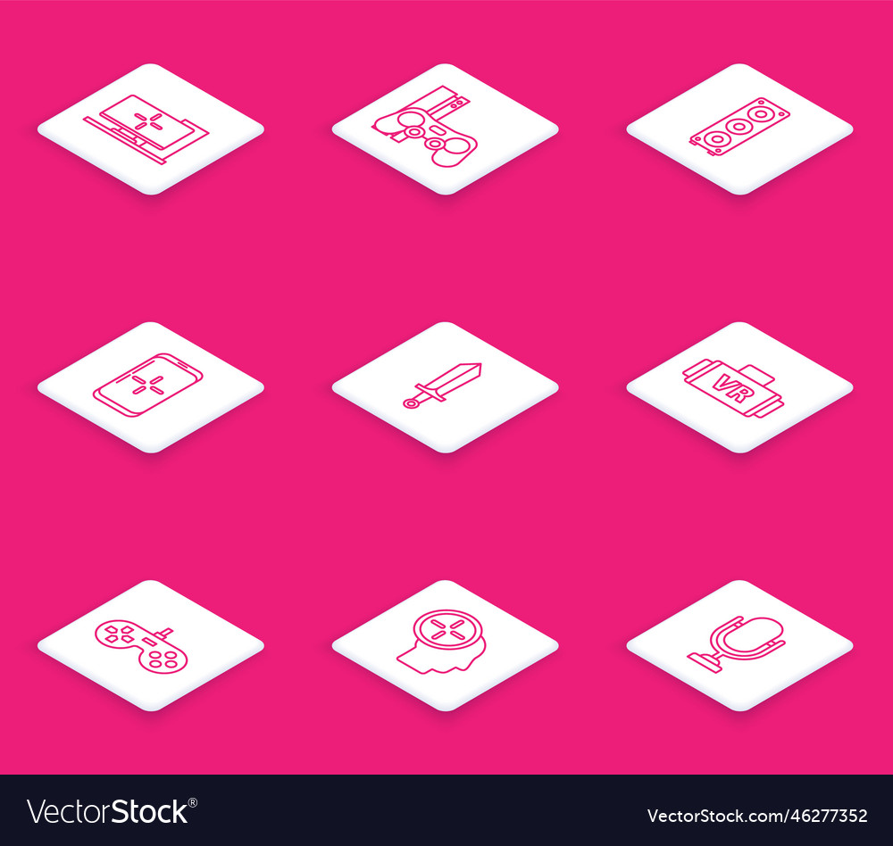 Set line computer monitor game console vector image Set line computer monitor game console