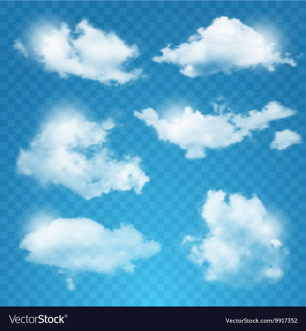 Set of transparent different clouds