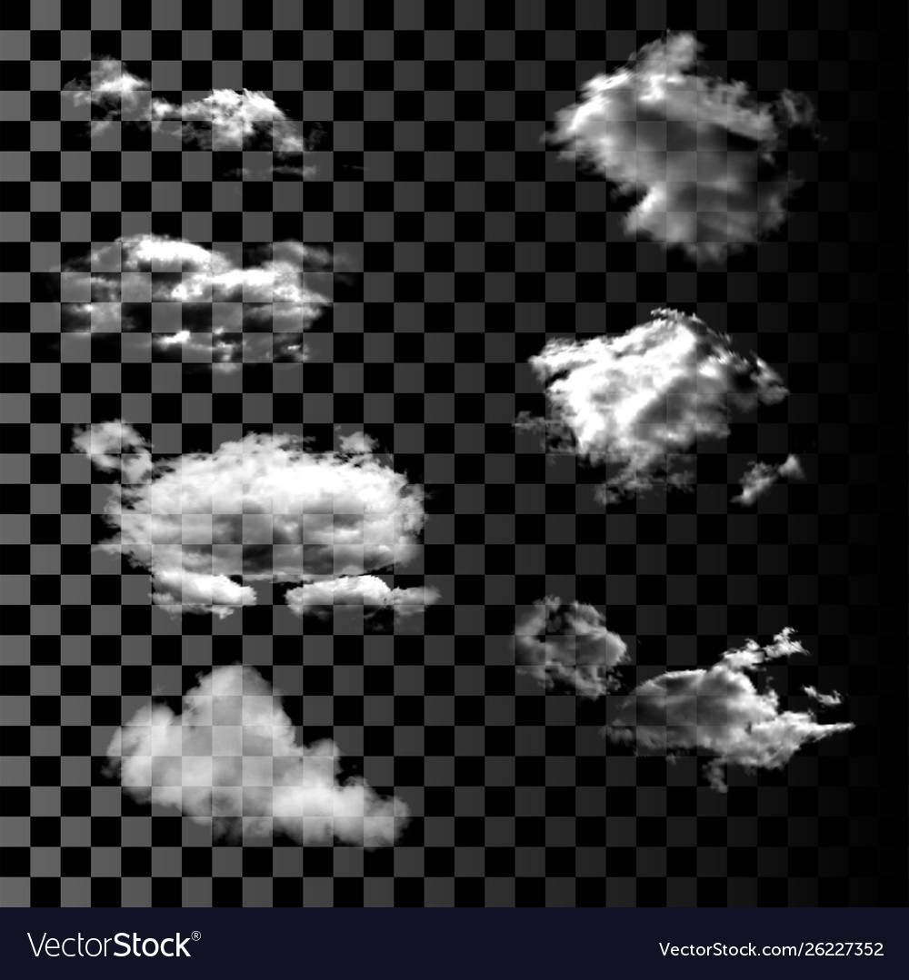 Set realistic and transparent isolated clouds