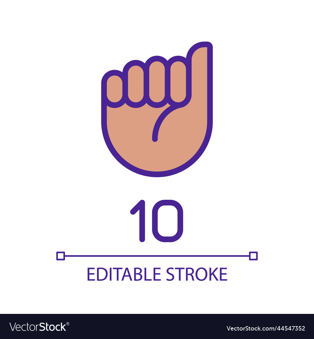 Signing digit ten in asl pixel perfect rgb color vector image Signing digit ten in asl pixel perfect rgb color