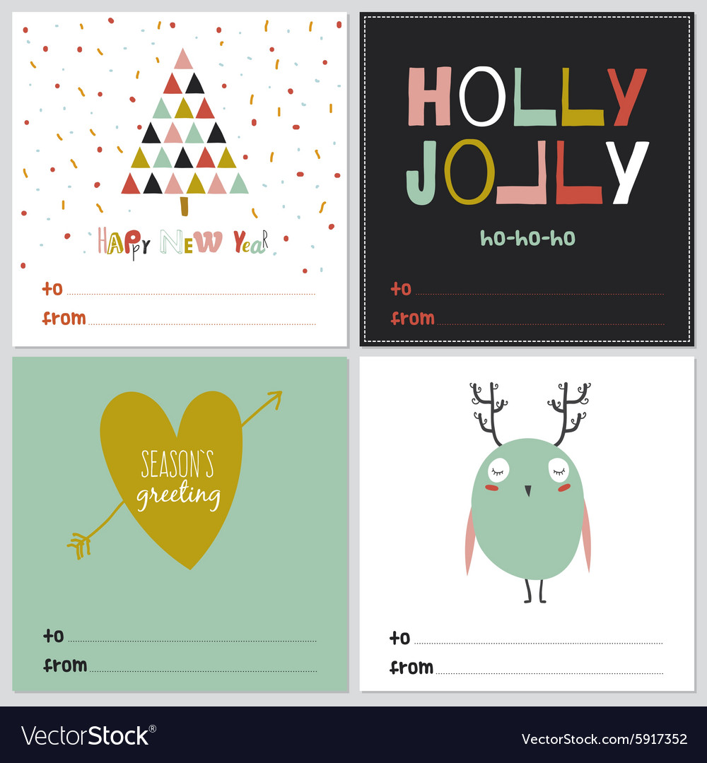 Square christmas and new year greeting cards