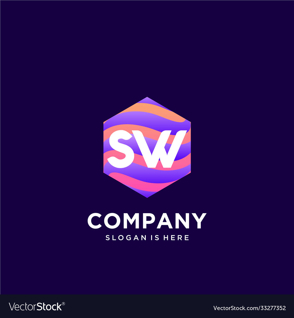 Sw initial logo with colorful template vector image Sw initial logo with colorful template