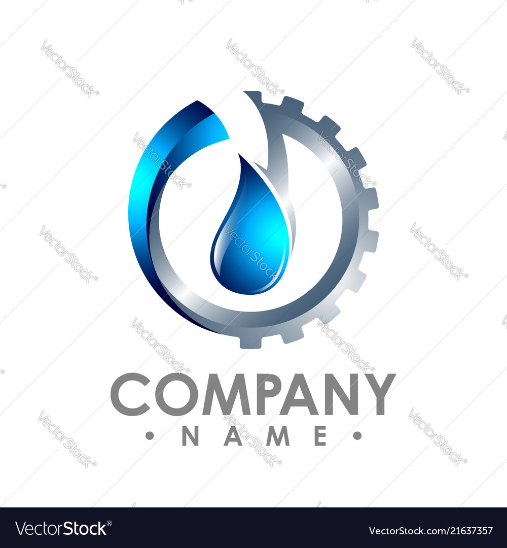 3d Water And Gear Combined - White Background Vector Image