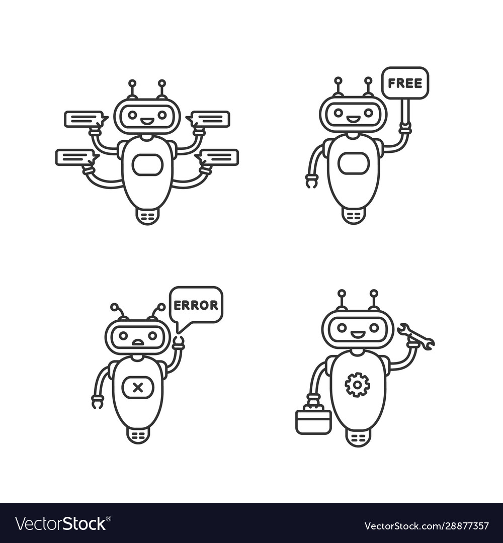 Chatbots linear icons set