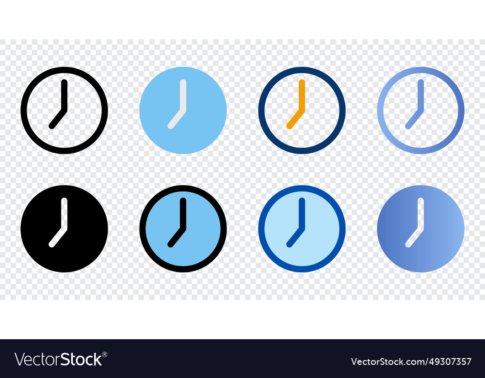 Clock icons in different style vector image Clock icons in different style