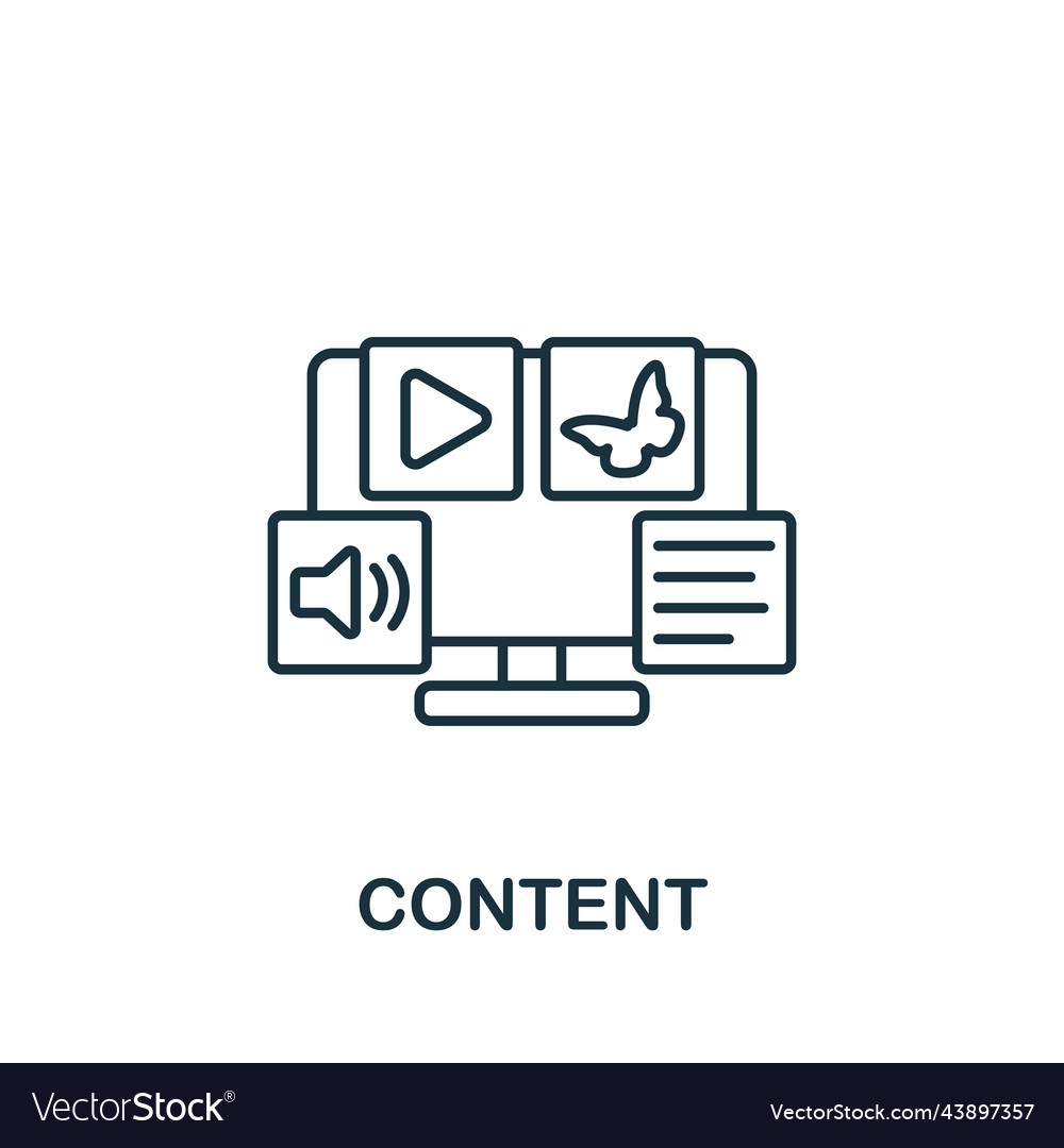 Content icon monochrome simple web design Vector Image Content icon monochrome simple web design