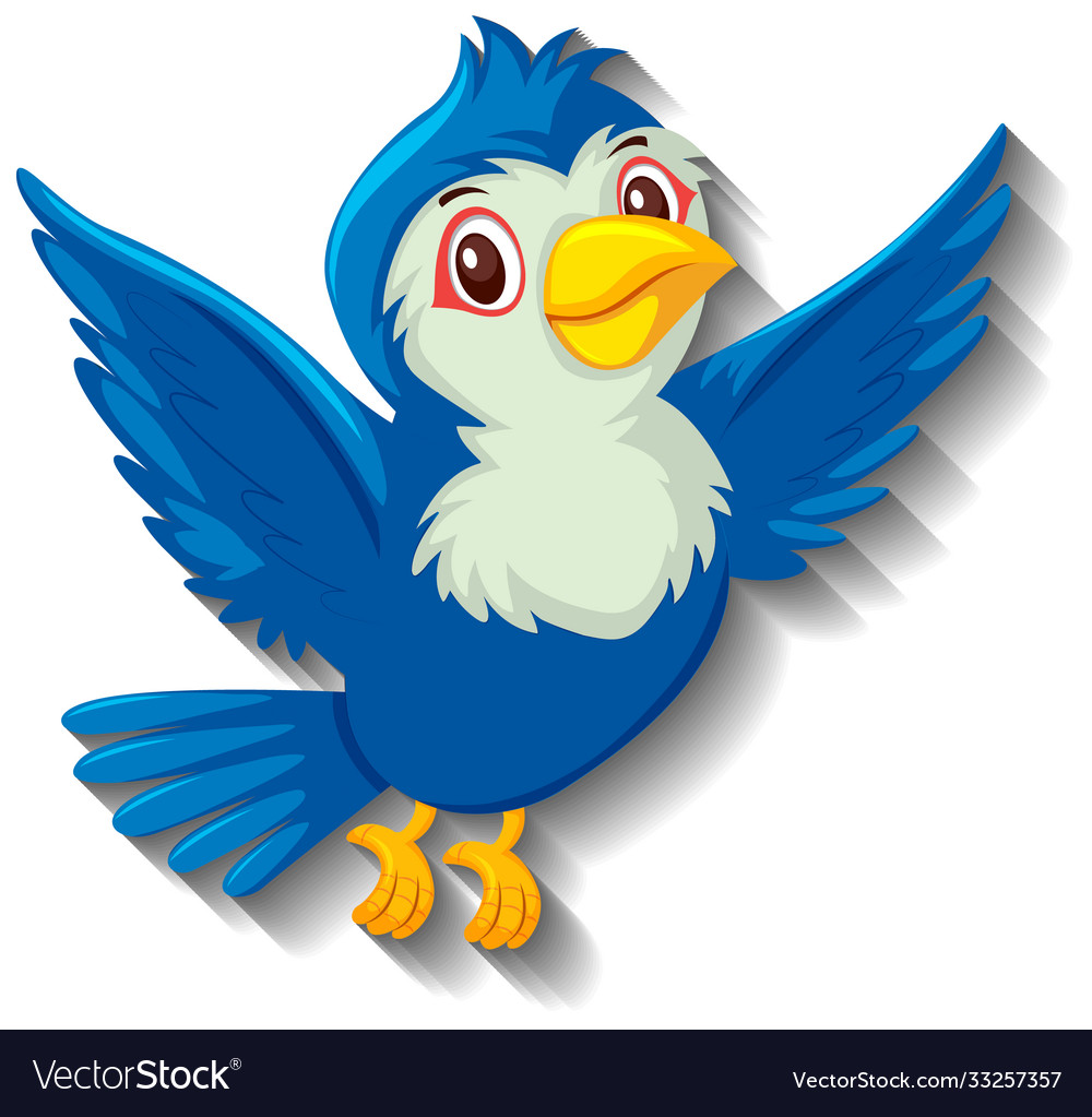 Cute blue bird cartoon character Royalty Free Vector Image