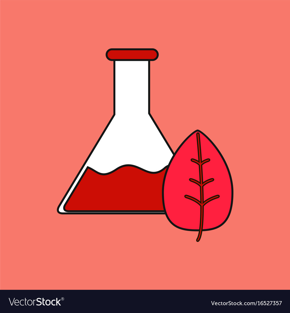 Flat icon design collection lab flask with leaf