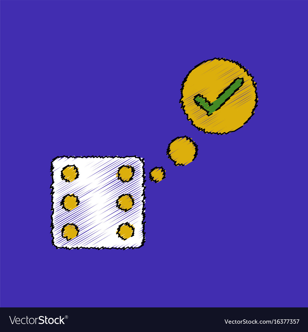 Flat shading style icon dice and check mark