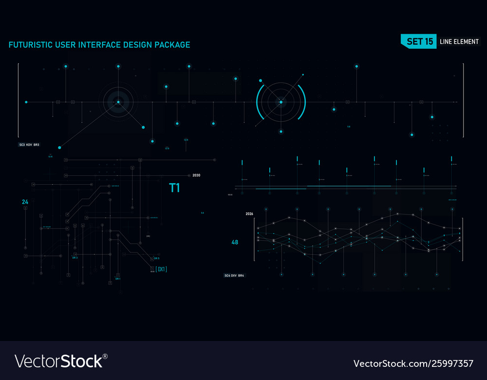 Futuristic user interface design element set 15