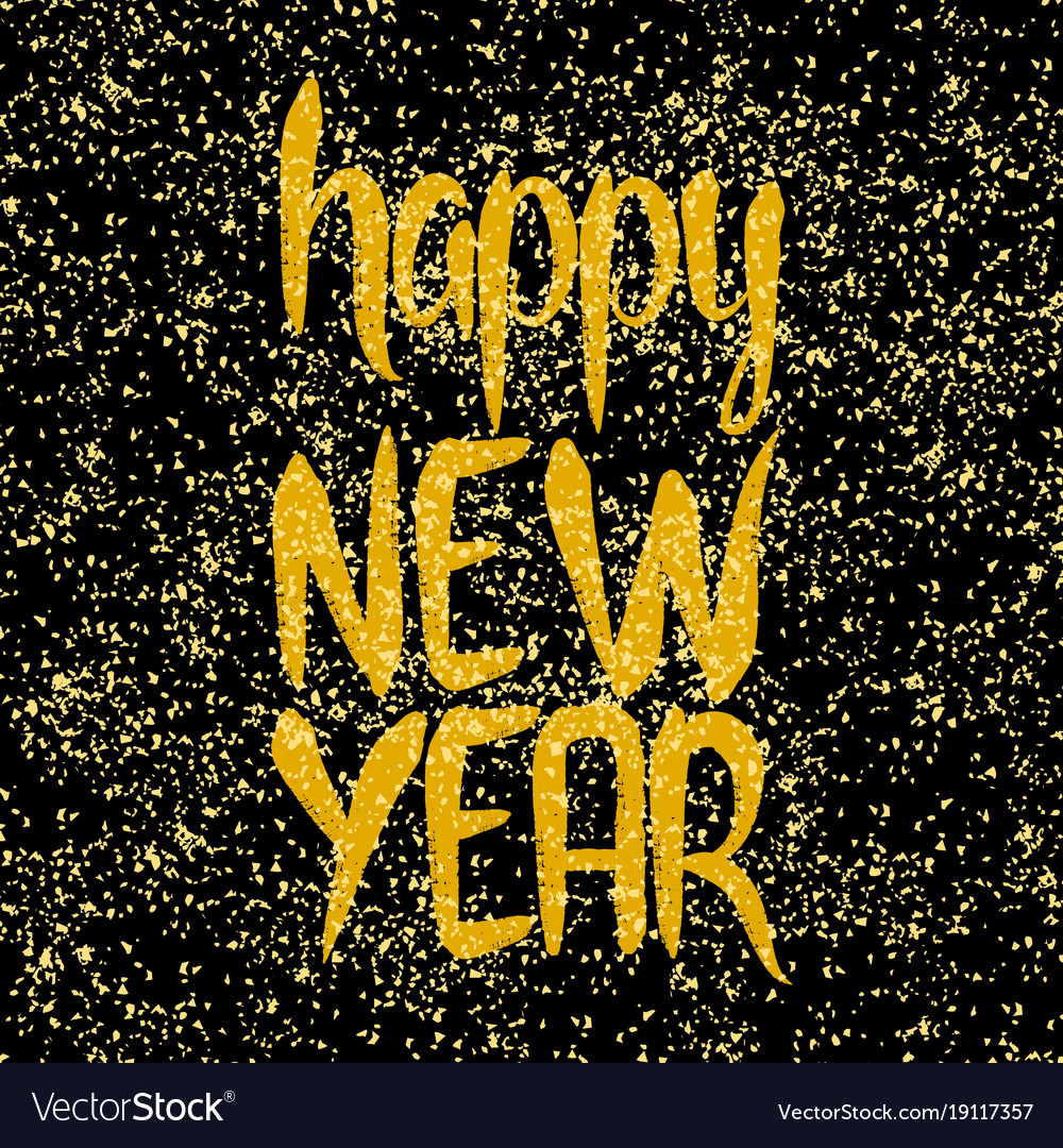 Happy new year hand drawn golden wishes