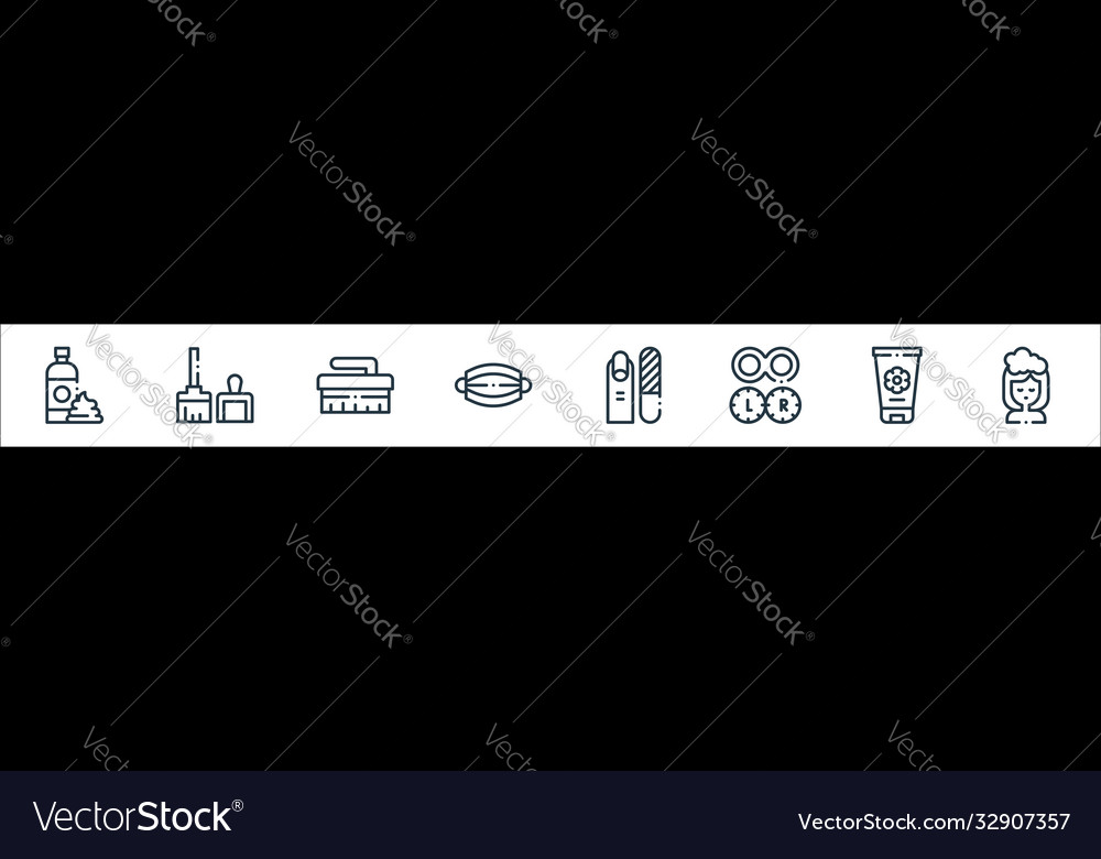 Hygiene routine line icons linear set quality vector image Hygiene routine line icons linear set quality