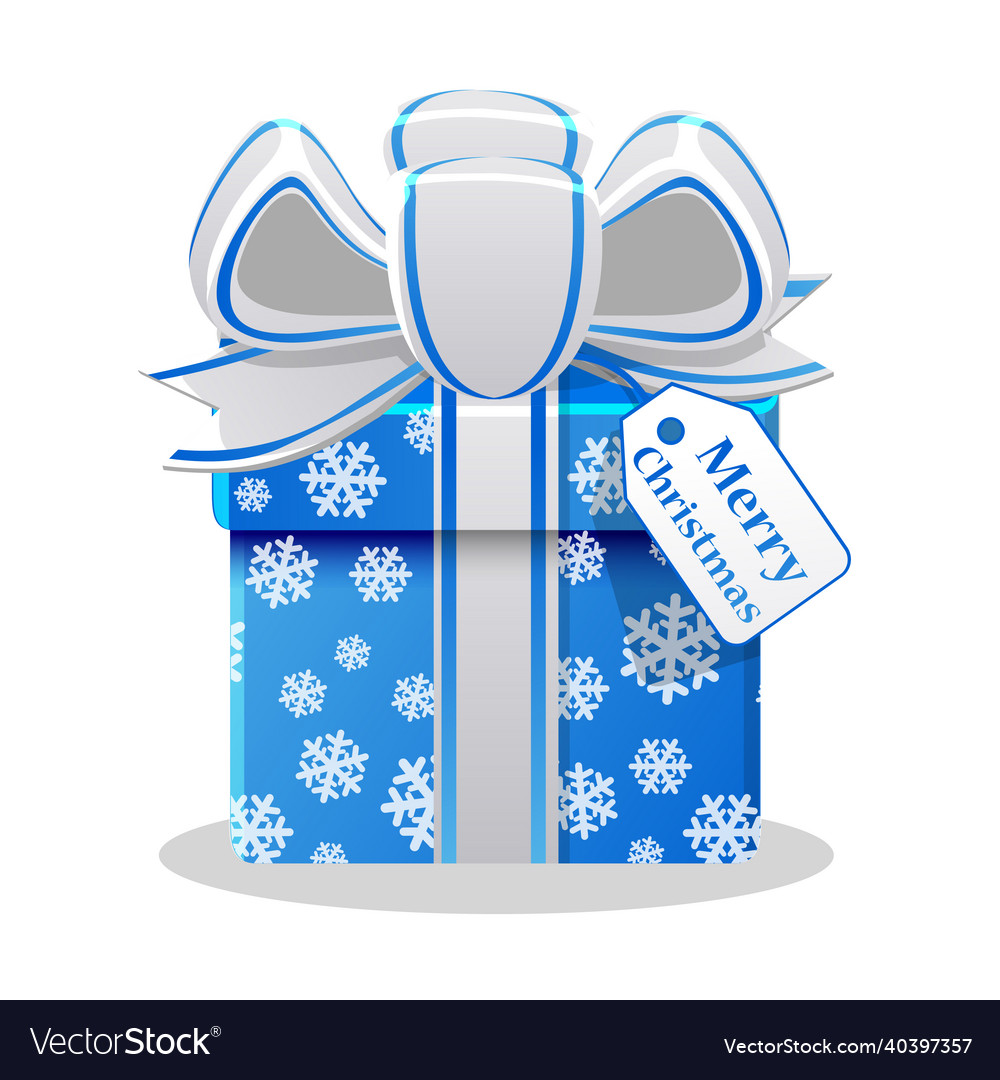 Merry christmas gift box with snowflake print vector image Merry christmas gift box with snowflake print