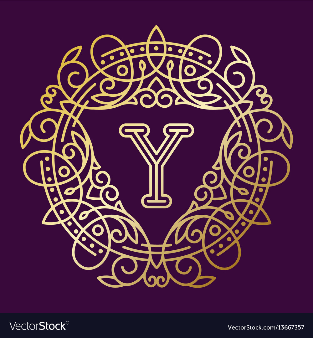 Monogram y bage logo text vector image Monogram y bage logo text