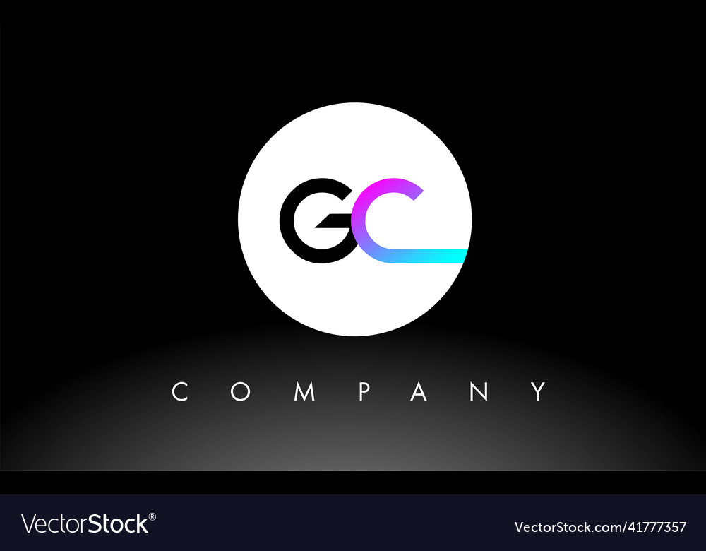 Purple black gc logo letter design Royalty Free Vector Image