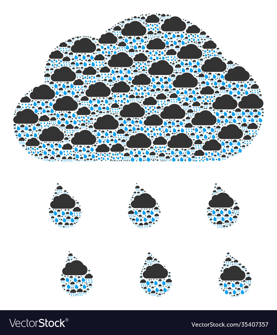 Rain cloud recursive mosaic itself items vector image Rain cloud recursive mosaic itself items