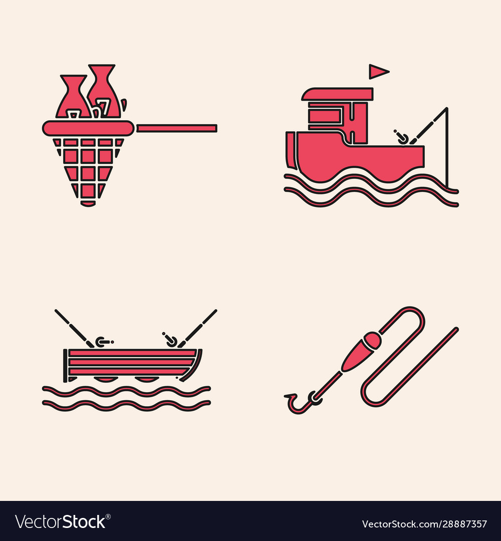 Set fishing line with hook and float net Vector Image Set fishing line with hook and float net