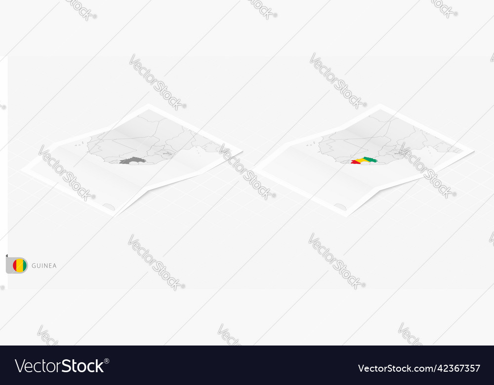 Set von zwei realistischen Karten guinea mit Schatten