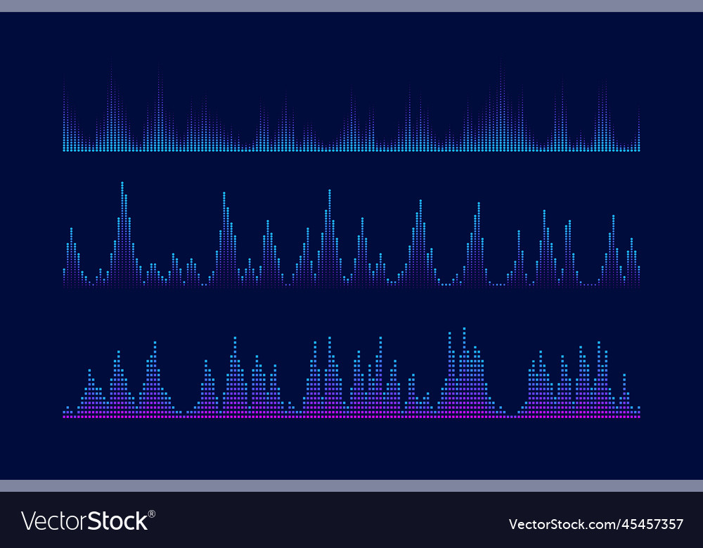 Sound equalizer and visualication set music wave vector image Sound equalizer and visualication set music wave