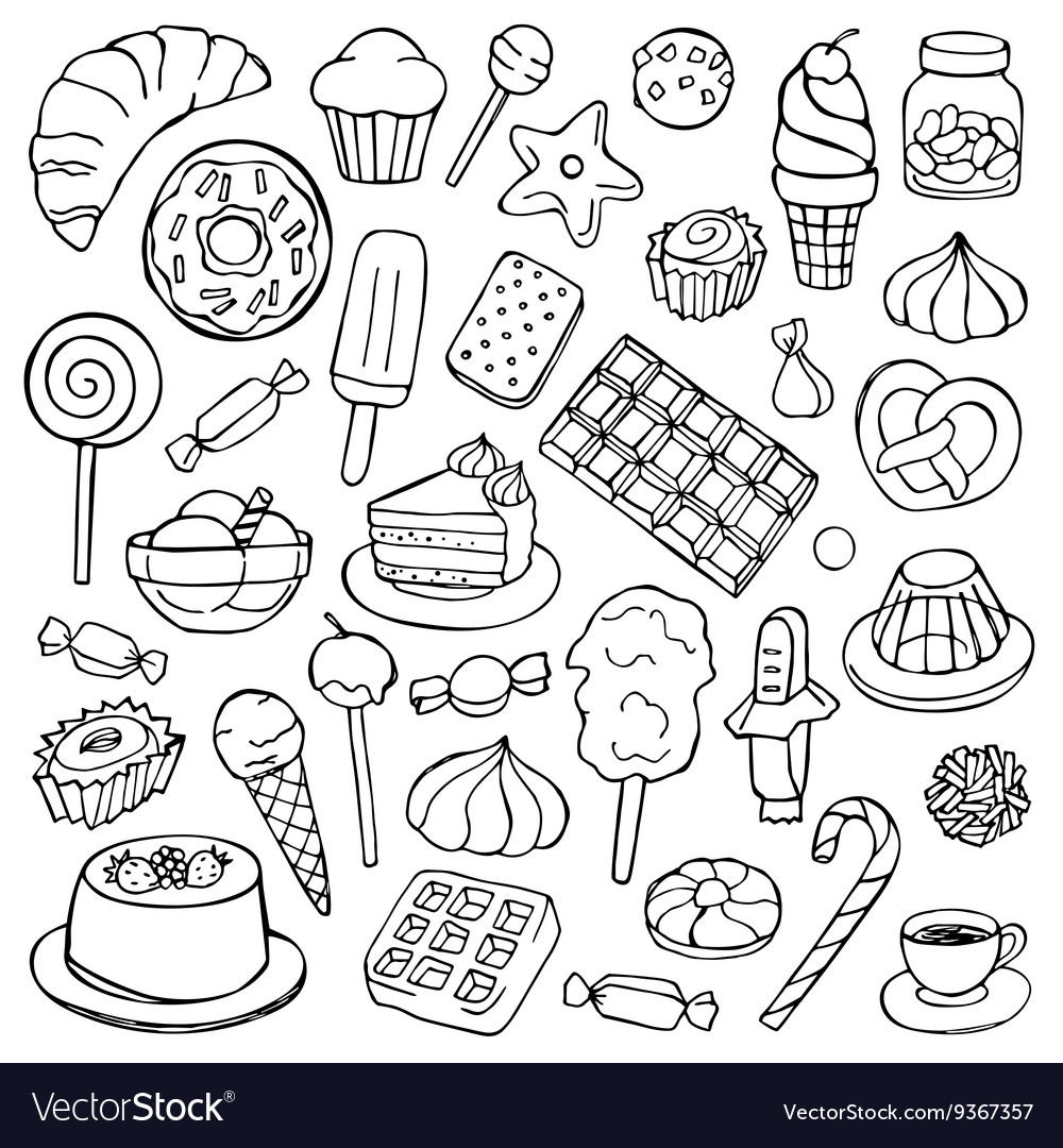 Sweets doodle set Royalty Free Vector Image - VectorStock