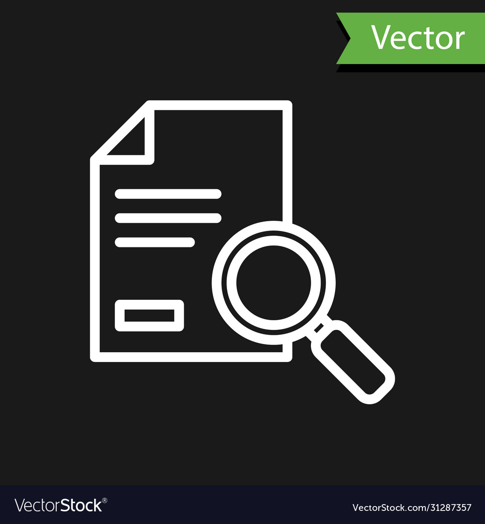 White line document with search icon isolated vector image White line document with search icon isolated