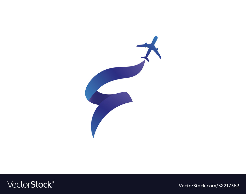 Airplane abstract logo design style Royalty Free Vector