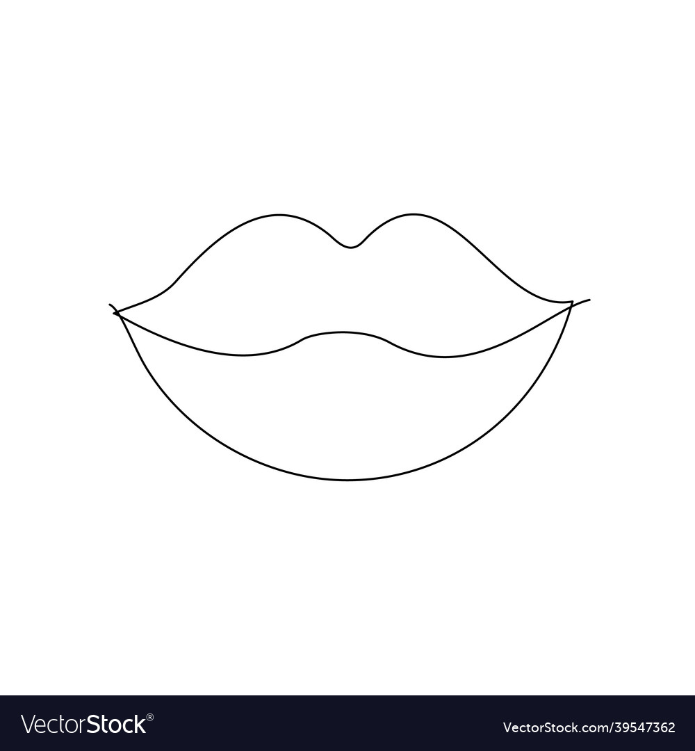 Art of woman lips in continuous line style Vector Image