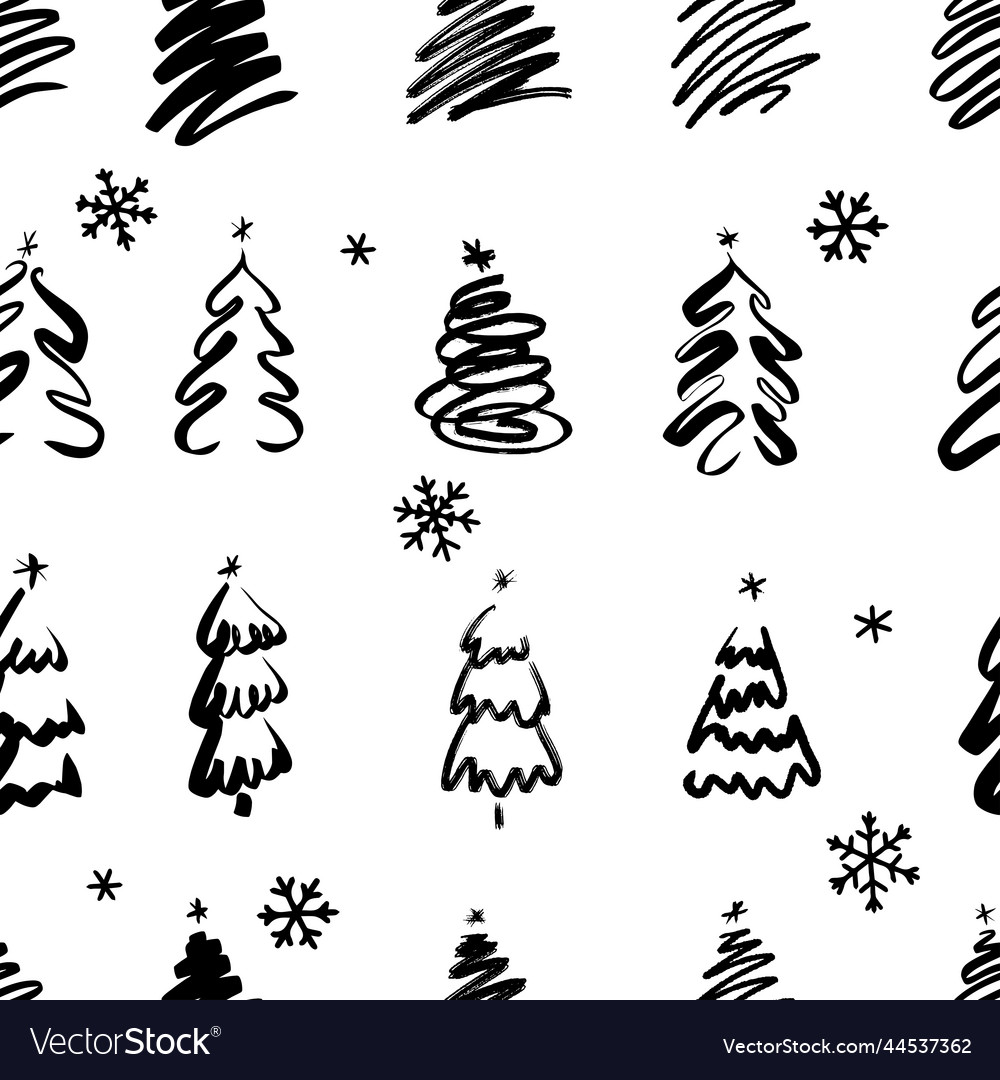 Christmas Tree & Snowflake Seamless Pattern