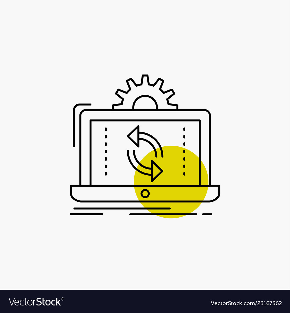 Data processing analysis reporting sync line icon vector image Data processing analysis reporting sync line icon