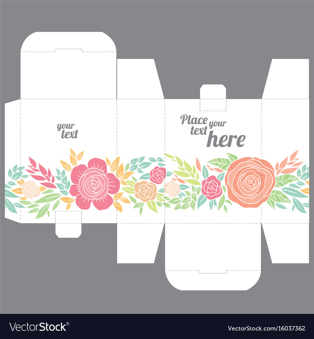 Gift box design template with nature pattern