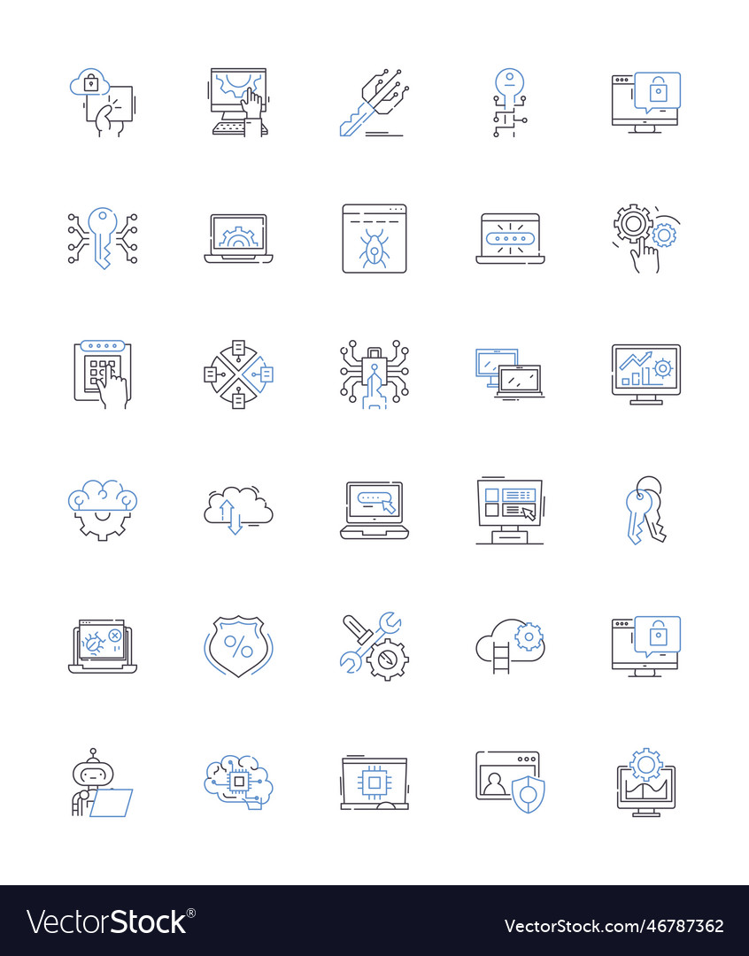 Machine line icons collection automation vector image Machine line icons collection automation