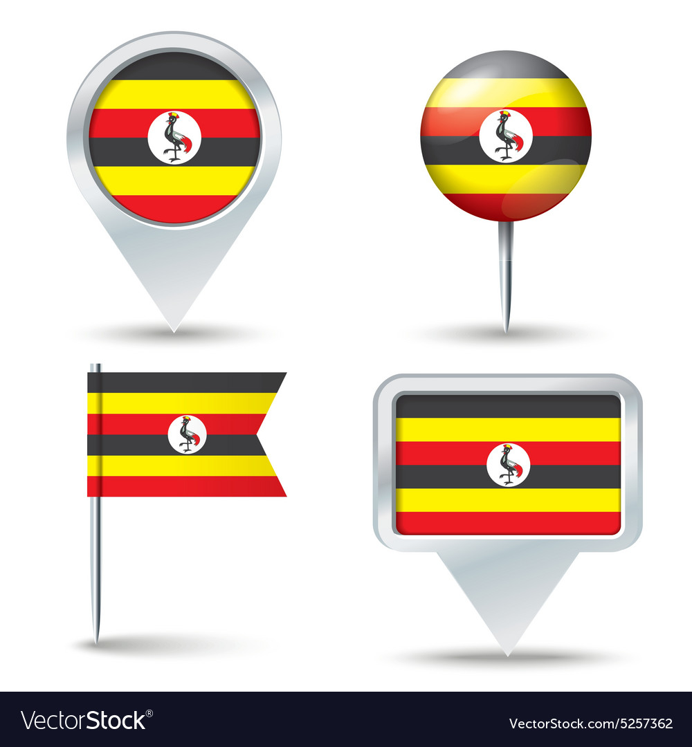 Kartenstifte mit uganda Flagge